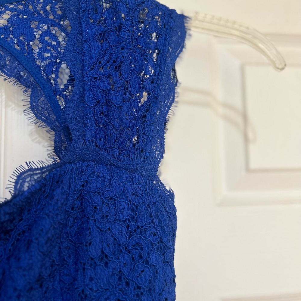 Adrianna‎ Papell Blue Lace Sheath Mini Party Wedding Guest Event Dress Size 2 - Picture 6 of 12
